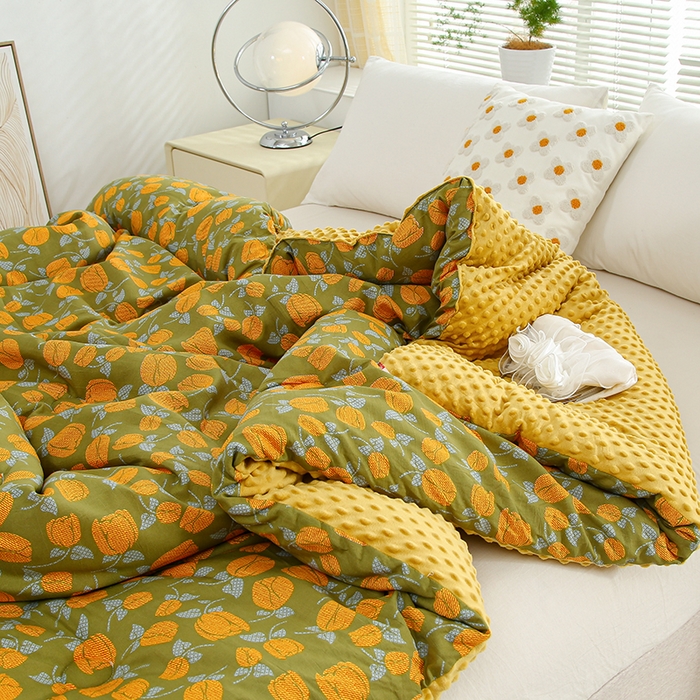 91家纺网 家纺一手货源 找家纺 （总）爱宝被业 2025新款棉麻双层纱豆豆绒被芯