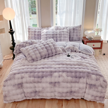 妖妖 2023新款兔毛牛奶绒四件套-泡芙 泡芙-浅紫