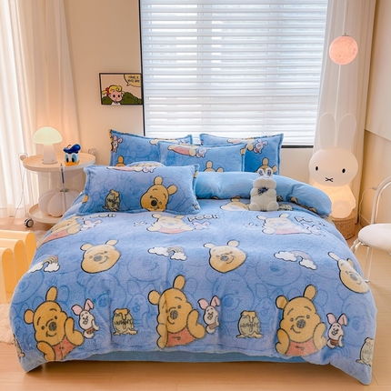 美莱 2023爆款雪花绒四件套法莱绒牛奶绒被套量大价格优惠 维尼熊