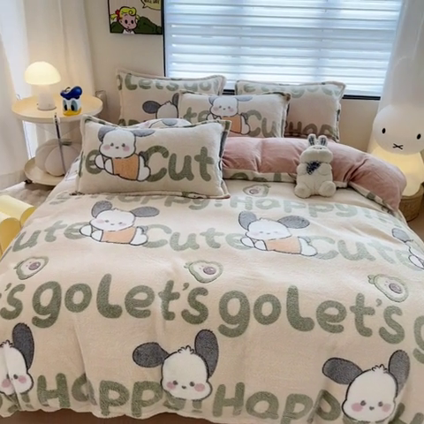 91家纺网 家纺一手货源 找家纺 美莱 2023爆款雪花绒四件套法莱绒牛奶绒被套量大价格优惠 皮皮狗