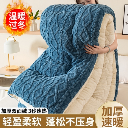 悠米悠家 2025新款塔芙绒北极绒加厚冬被子被芯 蓝色