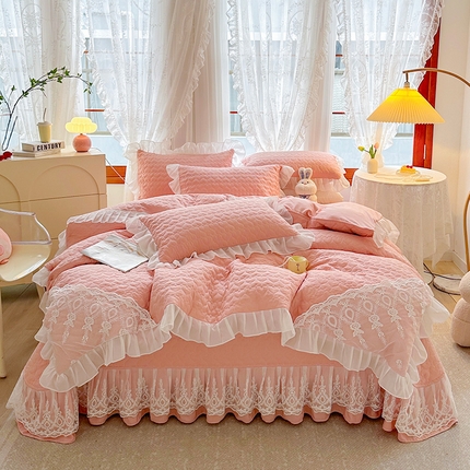 91家纺网 家纺一手货源 找家纺 （总）好儿喜 2023新款A类柔棉夹棉床盖四件套-心愿系列