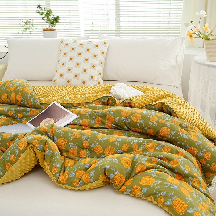 91家纺网 家纺一手货源 找家纺 （总）爱宝被业 2025新款棉麻双层纱豆豆绒被芯