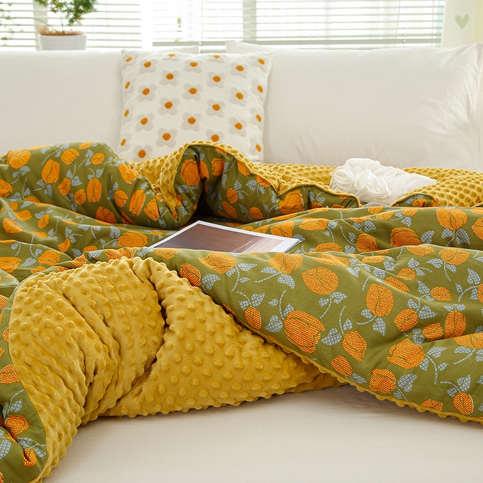 91家纺网 家纺一手货源 找家纺 （总）爱宝被业 2025新款棉麻双层纱豆豆绒被芯