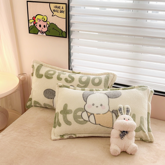 91家纺网 家纺一手货源 找家纺 美莱 2023爆款雪花绒四件套法莱绒牛奶绒被套量大价格优惠 皮皮狗