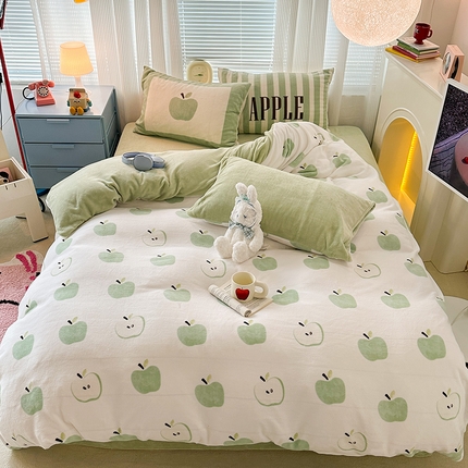 91家纺网 家纺一手货源 找家纺 （总）昔可家纺 2023新款大版印花枕套牛奶绒系列四件套