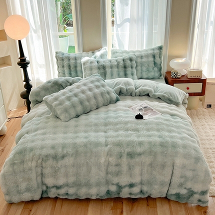 妖妖 2023新款兔毛牛奶绒四件套-泡芙 泡芙-薄荷绿