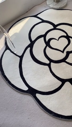 91家纺网 家纺一手货源 找家纺 爵仕家纺 2023新款仿羊绒山茶花地毯地垫 山茶花爱心