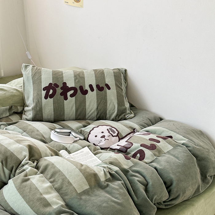 91家纺网 家纺一手货源 找家纺 昔可家纺 2023新款大版数码印花保暖牛奶绒四件套 羊咩咩