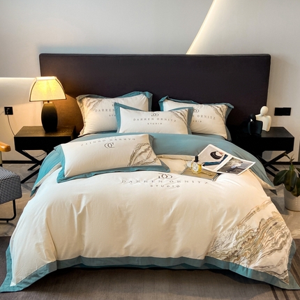 91家纺网 家纺一手货源 找家纺 博纳家纺 2023新款纯棉磨毛四件套-阑珊梦境 阑珊梦境-象牙白