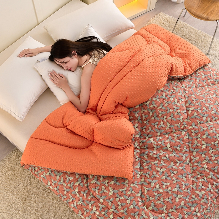 91家纺网 家纺一手货源 找家纺 苏迪 2025新款水洗纱豆豆被子保暖被芯加厚冬被 豆豆被-一叶知秋