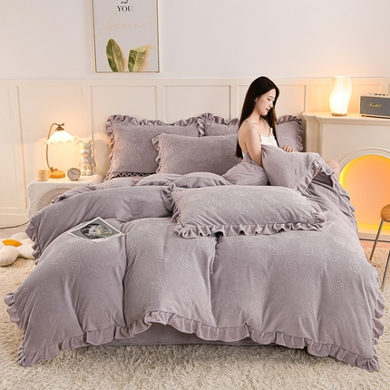 91家纺网 家纺一手货源 找家纺 （总）苏迪 2025新款牛奶绒四件套-山茶花