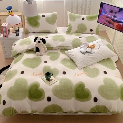 91家纺网 家纺一手货源 找家纺 （总）桃子家居 2023新款ins简约时尚奶油格子北欧极简加厚牛奶绒四件套