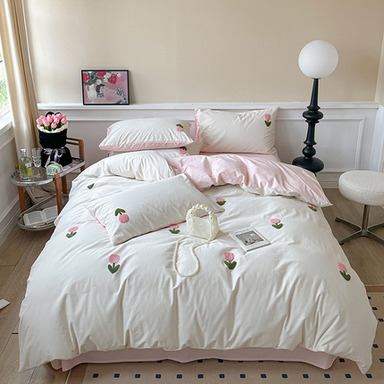 91家纺网 家纺一手货源 找家纺 （总）卡巴伦家纺 2023新款纯棉磨毛A类绣花款四件套