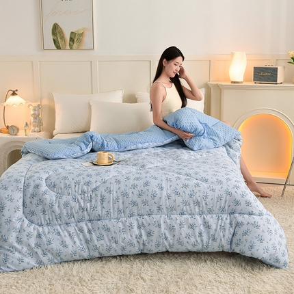 91家纺网 家纺一手货源 找家纺 （总）苏迪 2025新款水洗纱豆豆被子保暖被芯加厚冬被