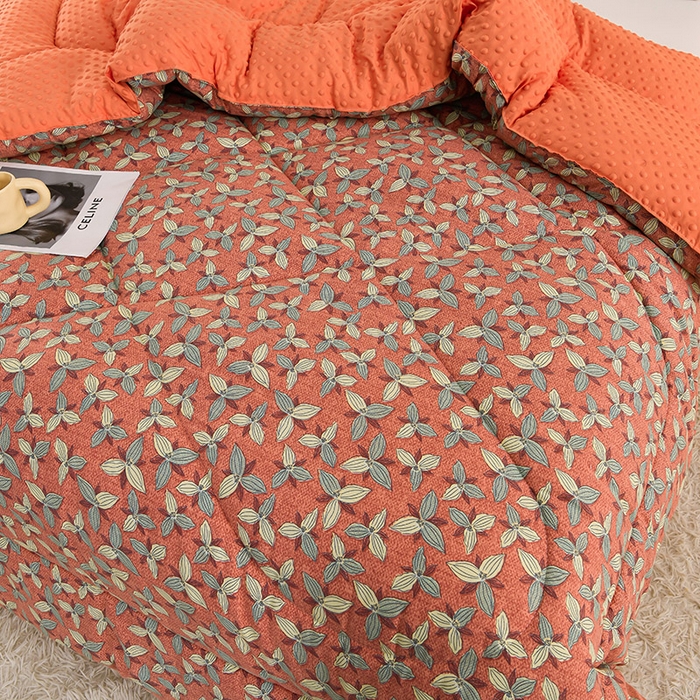 91家纺网 家纺一手货源 找家纺 苏迪 2025新款水洗纱豆豆被子保暖被芯加厚冬被 豆豆被-一叶知秋