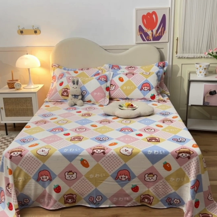 91家纺网 家纺一手货源 找家纺 甜之梦家纺  2025新款印花牛奶绒单品床单可定制任何尺寸 诗雨恋人