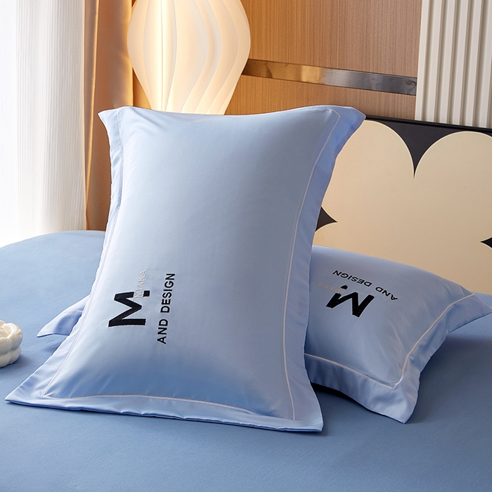 91家纺网 家纺一手货源 找家纺 丰淘家纺 2023新款刺绣水洗真丝枕套 刺绣水洗真丝湖蓝