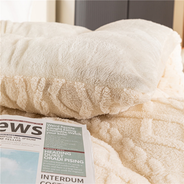 91家纺网 家纺一手货源 找家纺 悠米悠家 2025新款塔芙绒北极绒加厚冬被子被芯 米白色