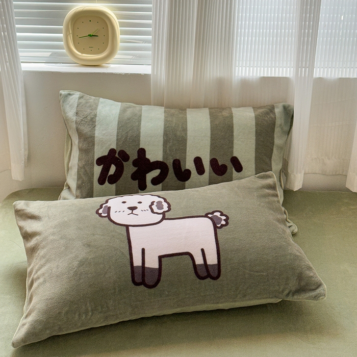 91家纺网 家纺一手货源 找家纺 昔可家纺 2023新款大版数码印花保暖牛奶绒四件套 羊咩咩