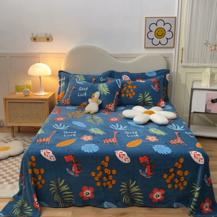 91家纺网 家纺一手货源 找家纺 总）甜之梦2025新款印花牛奶绒单品床单可定制任何尺寸