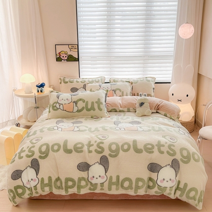 美莱 2023爆款雪花绒四件套法莱绒牛奶绒被套量大价格优惠 皮皮狗