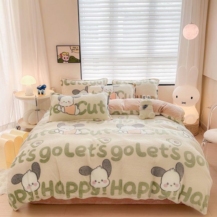 91家纺网 家纺一手货源 找家纺 美莱 2023爆款雪花绒四件套法莱绒牛奶绒被套量大价格优惠 皮皮狗