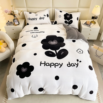 91家纺网 家纺一手货源 找家纺 （总）懒猫家纺 2024新款大版卡通绒牛奶绒四件套