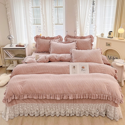 91家纺网 家纺一手货源 找家纺 （总）宜凡 2023新款烂花牛奶绒床盖四件套