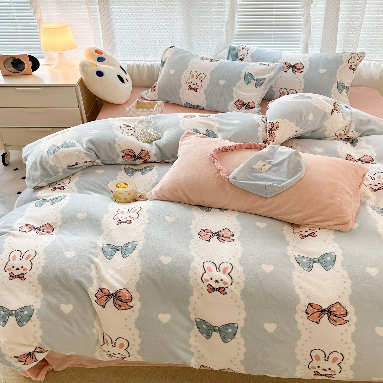 91家纺网 家纺一手货源 找家纺 （总）昔可家纺  2023新款高克重印花牛奶绒卡通系列四件套