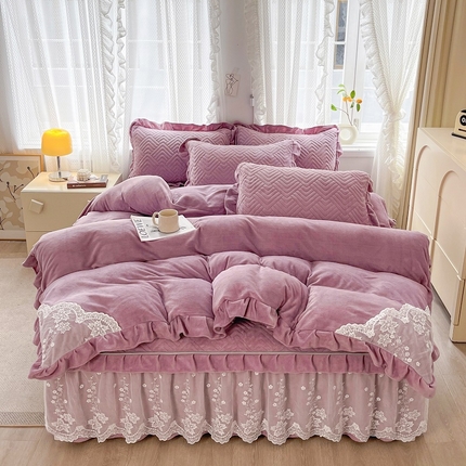 91家纺网 家纺一手货源 找家纺 （总）家之硕 2025秋冬款多功能牛奶绒可拆卸式床笠床裙四件套