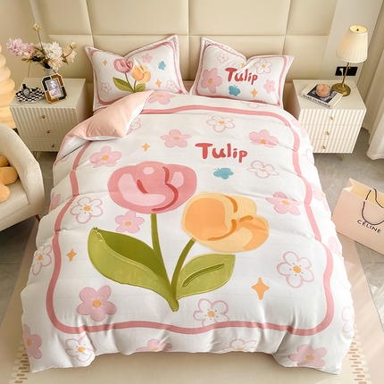 91家纺网 家纺一手货源 找家纺 （总）懒猫家纺 2024新款大版卡通绒牛奶绒四件套