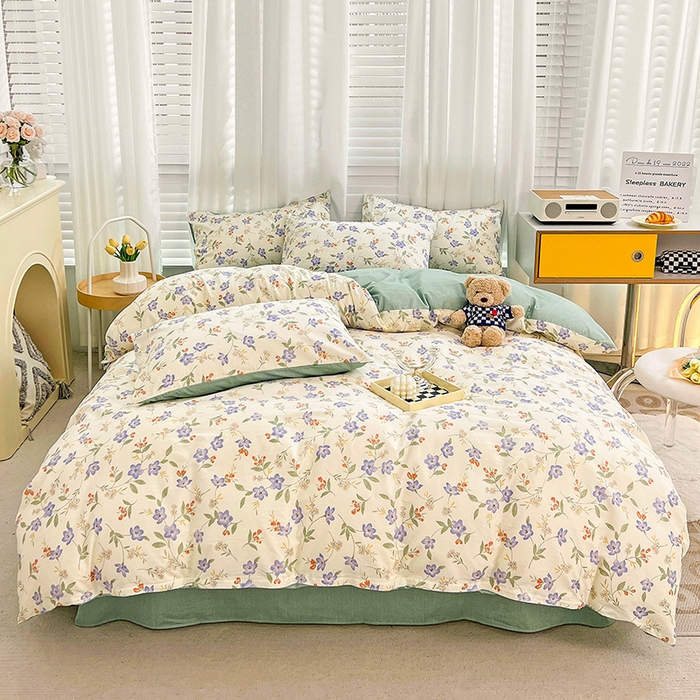 91家纺网 家纺一手货源 找家纺 捌月 2023新款全棉四件套法式小碎花系列 春晓