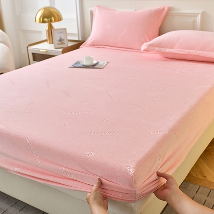 91家纺网 家纺一手货源 找家纺 家贝爱 2023新款剪花绒床笠 绒雪花-粉