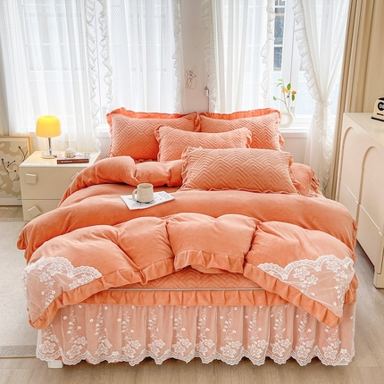 91家纺网 家纺一手货源 找家纺 （总）家之硕 2025秋冬款多功能牛奶绒可拆卸式床笠床裙四件套