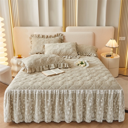 91家纺网 家纺一手货源 找家纺 （总）宜凡2023新款婴儿绒全夹棉床裙三件套