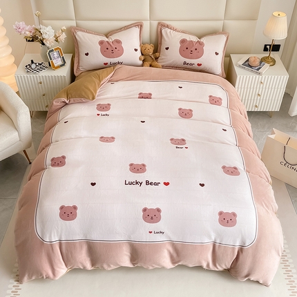 91家纺网 家纺一手货源 找家纺 （总）懒猫家纺 2024新款大版卡通绒牛奶绒四件套