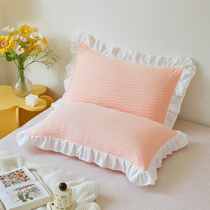 91家纺网 家纺一手货源 找家纺 丰淘 2023新款泡泡纱花边枕套 泡泡纱花边-玉色