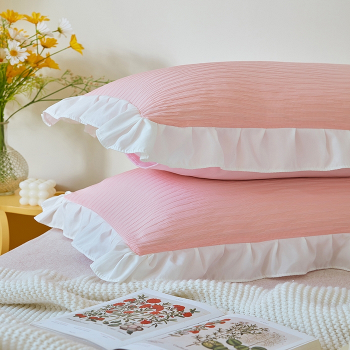 91家纺网 家纺一手货源 找家纺 （总）丰淘 2023新款泡泡纱花边枕套