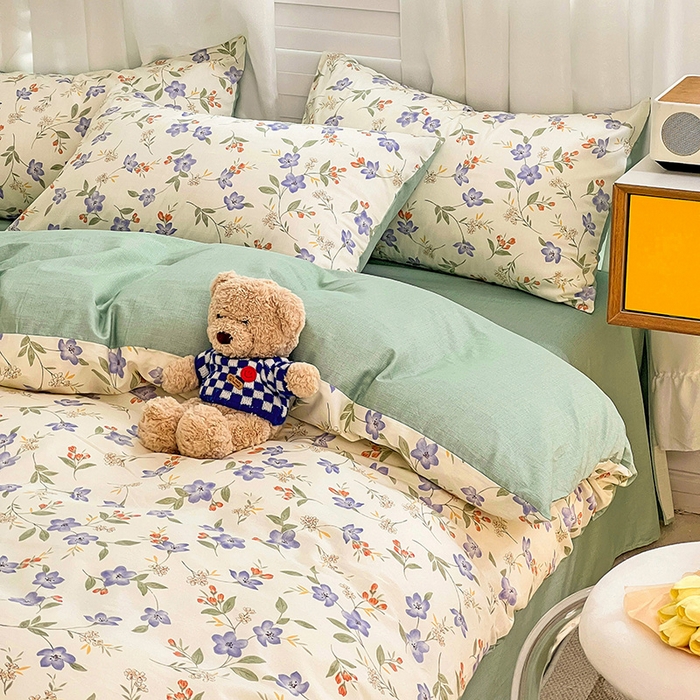 91家纺网 家纺一手货源 找家纺 捌月 2023新款全棉四件套法式小碎花系列 春晓