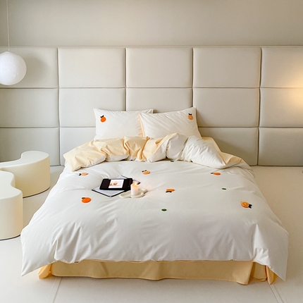 91家纺网 家纺一手货源 找家纺 （总）时光里 2023INS风软萌可爱60s加厚磨毛刺绣款全棉四件套