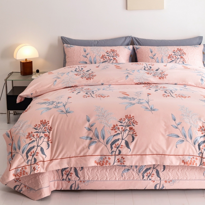 91家纺网 家纺一手货源 找家纺 （总）优乐家纺 2025新款纯棉斜纹床盖款单层被套四件套