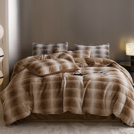 91家纺网 家纺一手货源 找家纺 （总）金奇达家纺 2025秋冬保暖加厚绒类皮草绒四件套-【赛琳娜】系列