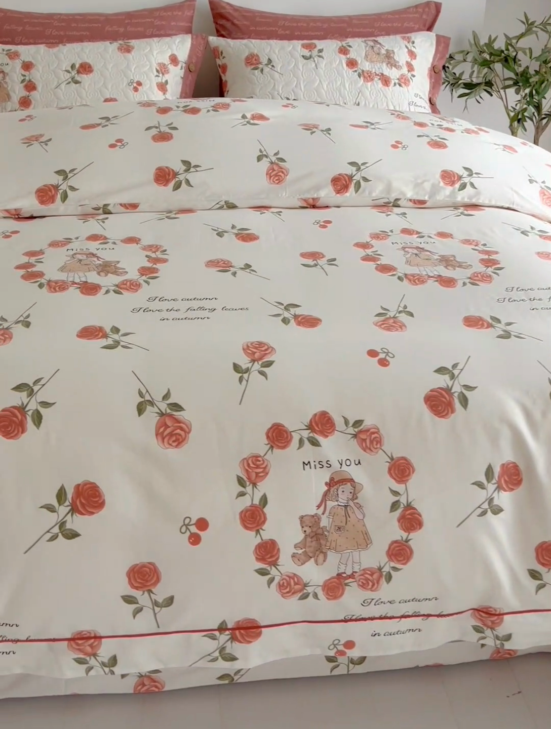 91家纺网 家纺一手货源 找家纺 优乐家纺 2025新款纯棉斜纹床盖款单层被套四件套 一世情缘