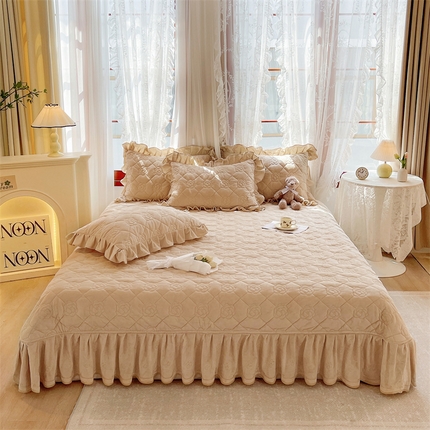 宜凡2023新款婴儿绒全夹棉床盖三件套 暖驼色