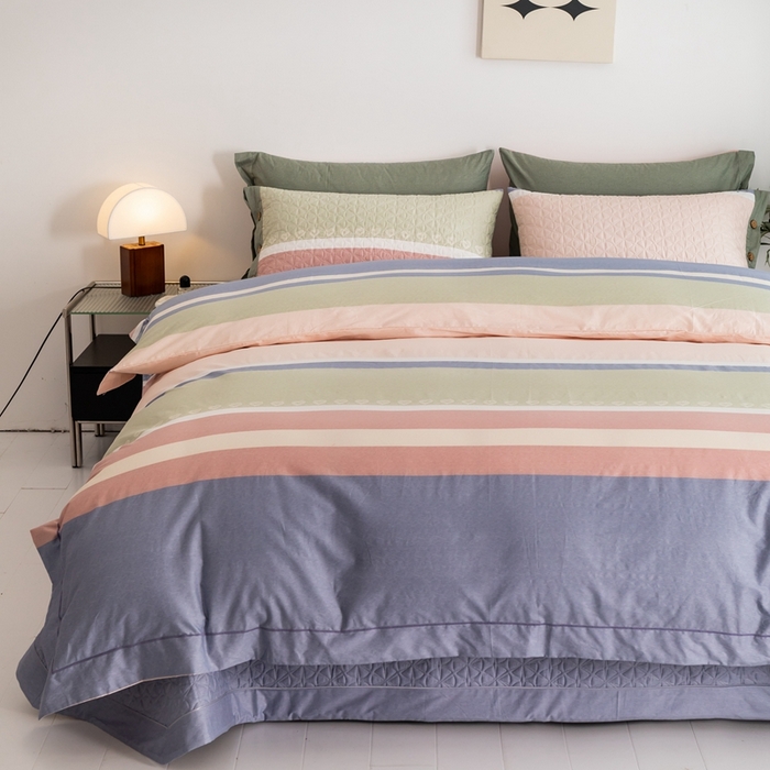 91家纺网 家纺一手货源 找家纺 优乐家纺 2025新款纯棉斜纹床盖款单层被套四件套 莫卡