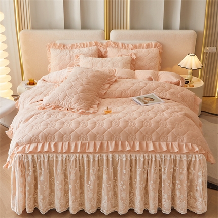 宜凡2023新款婴儿绒全夹棉床裙四件套 公主玉