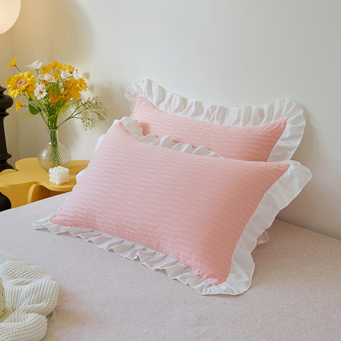 91家纺网 家纺一手货源 找家纺 （总）丰淘 2023新款泡泡纱花边枕套