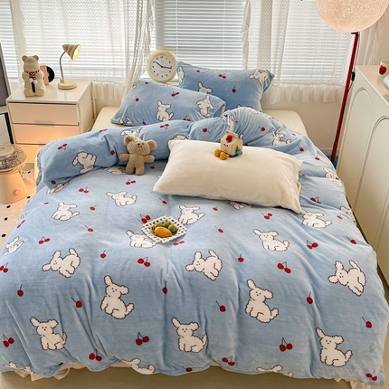 91家纺网 家纺一手货源 找家纺 （总）昔可家纺  2023新款高克重印花牛奶绒卡通系列四件套