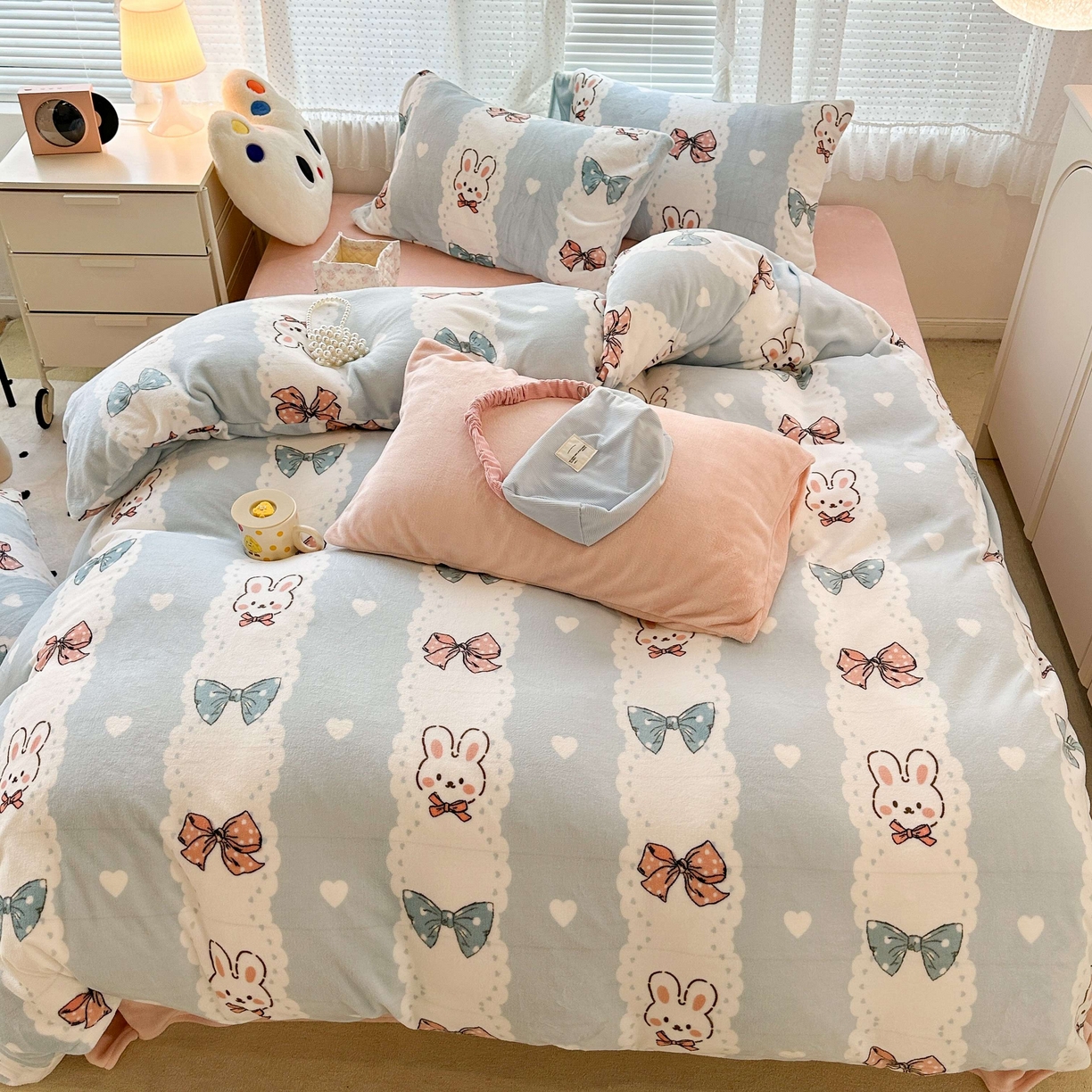 91家纺网 家纺一手货源 找家纺 （总）昔可家纺  2023新款高克重印花牛奶绒卡通系列四件套